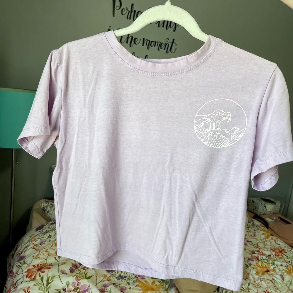 Purple Crop Top with Wave Detail Size S